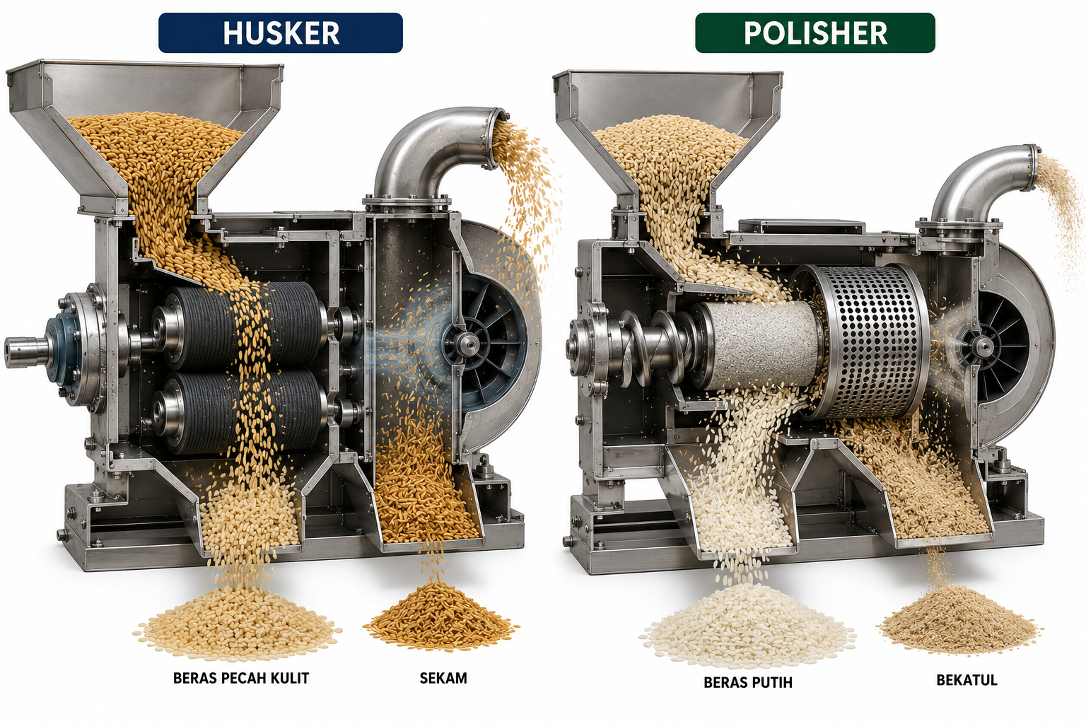 perbedaan husker dan polisher padi