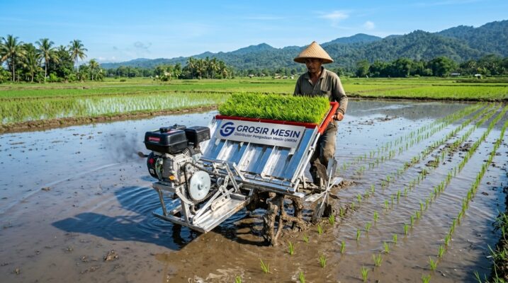Alat tanam padi membantu petani mengatur proses penanaman secara lebih terencana.